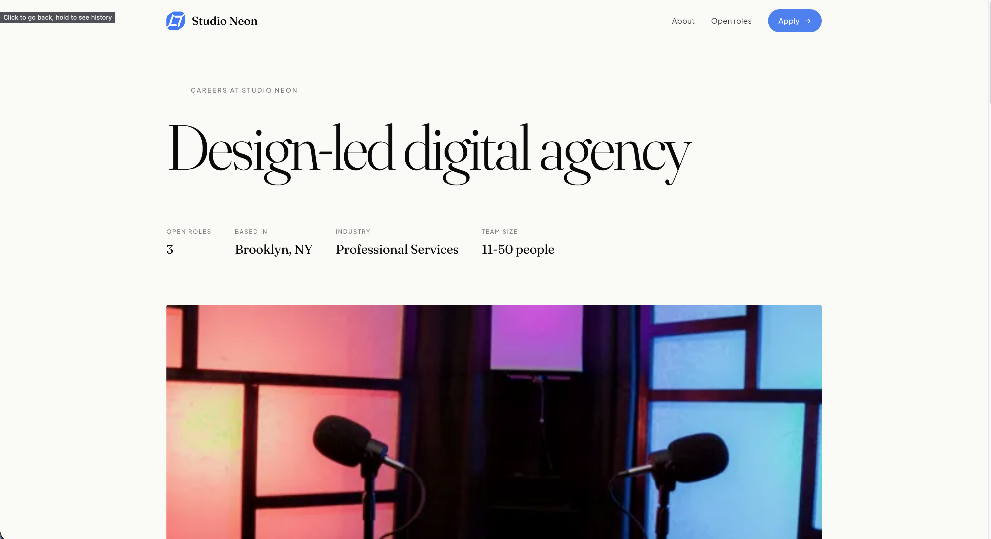 Studio Neon career page